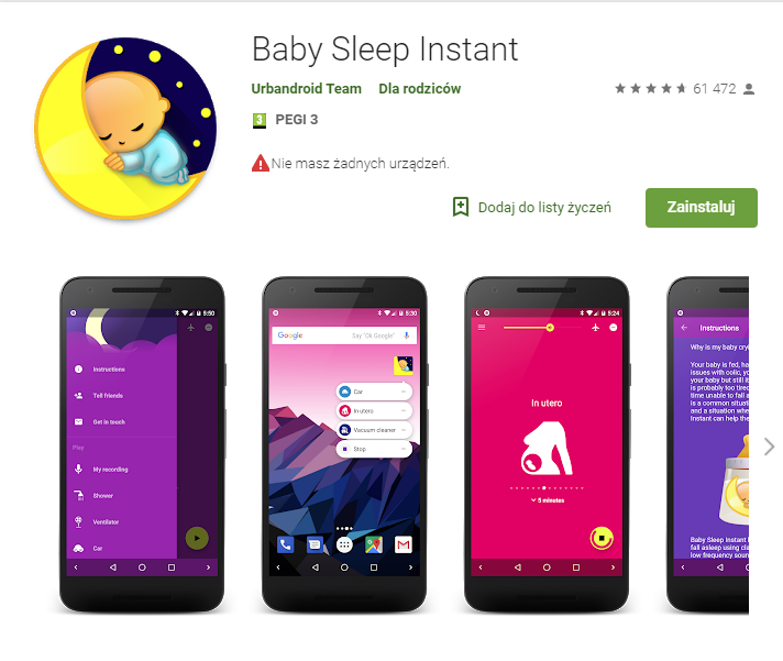 Baby Sleep Instant, dziecko, apliakcja, android, Ekantor.pl