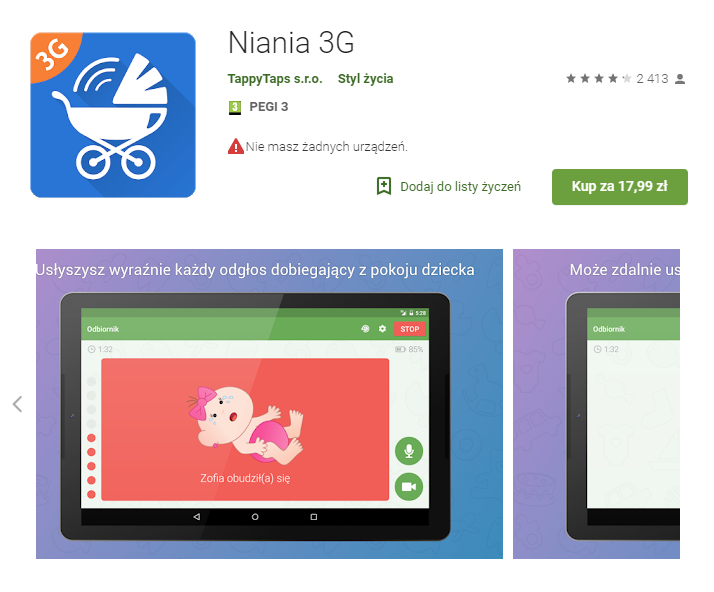 niania 3g, android, aplikacja, dziecko, Ekantor.pl