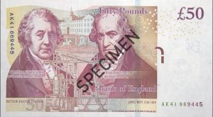 50 funtów, funt, rewers, GBP, Ekantor.pl