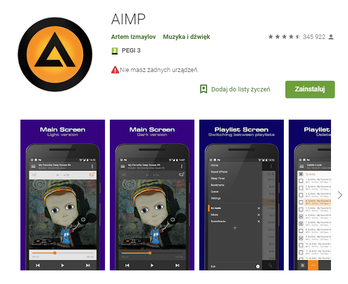 Aimp, odtwarzacz muzyki na telefon, muzyka w telefonie, aplikacje muzyczne, Ekantor.pl
