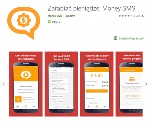 money SMS - aplikacja do zarabiania Android